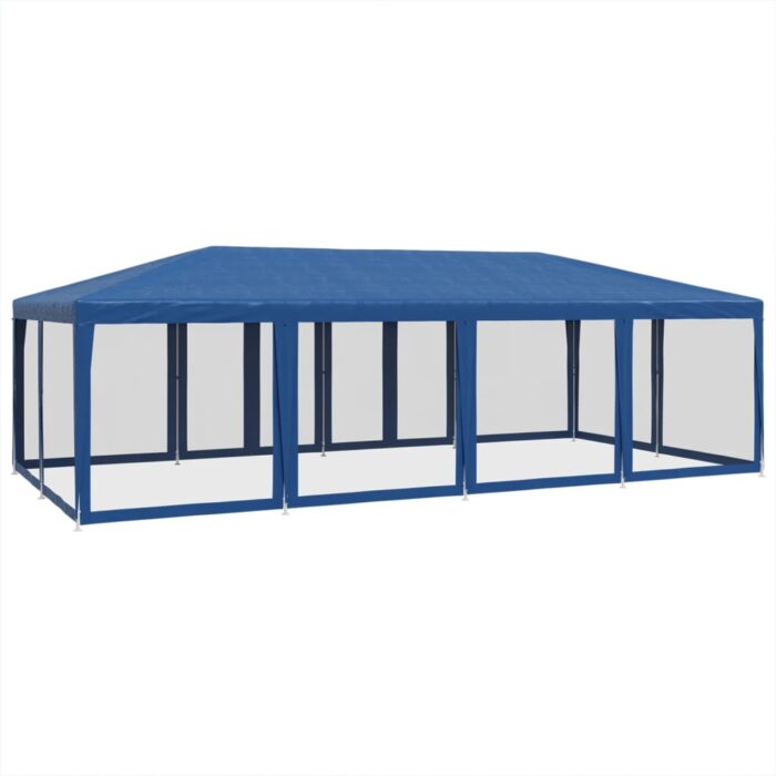 Tente de fête avec 12 parois latérales en maille bleu 8x4m PEHD – Image 3