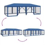 Tente de fête avec 12 parois latérales en maille bleu 8x4m PEHD – Image 4