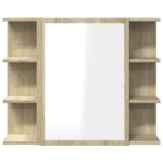 Armoire à miroir de bain Chêne sonoma 80x20,5x64 cm Aggloméré – Image 3