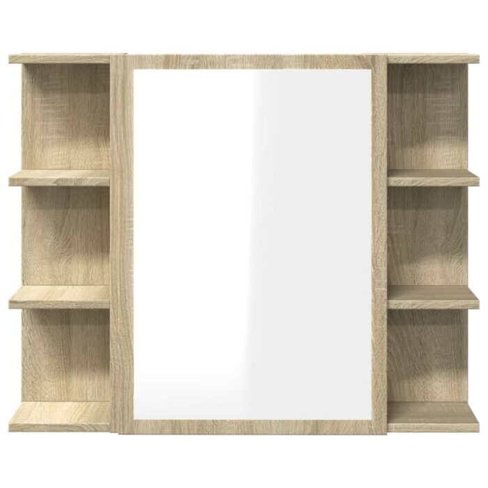 Armoire à miroir de bain Chêne sonoma 80x20,5x64 cm Aggloméré – Image 3