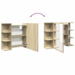 Armoire à miroir de bain Chêne sonoma 80x20,5x64 cm Aggloméré – Image 7