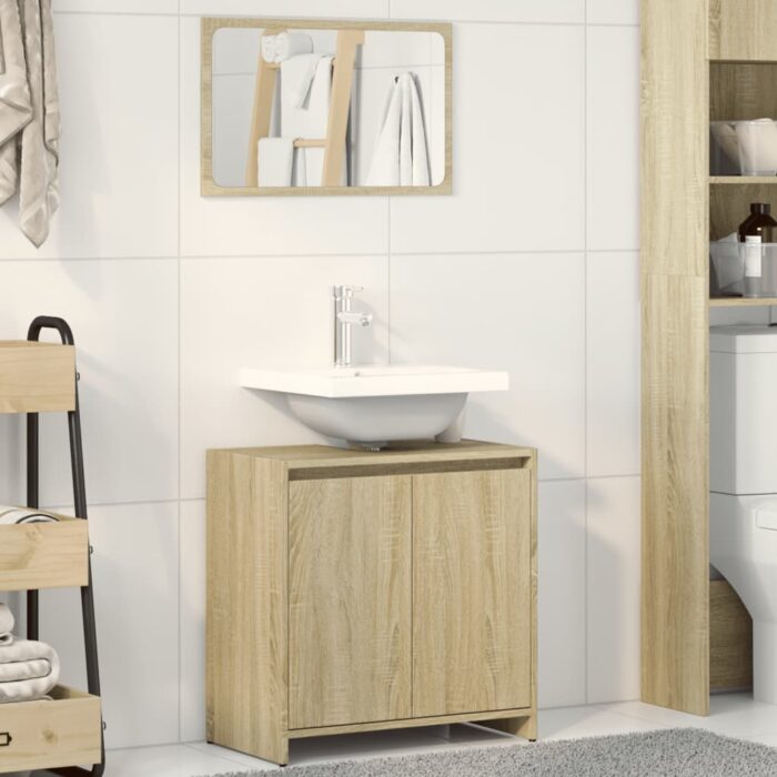 Ensemble de meubles de salle de bain 2 pcs chêne sonoma – Image 1