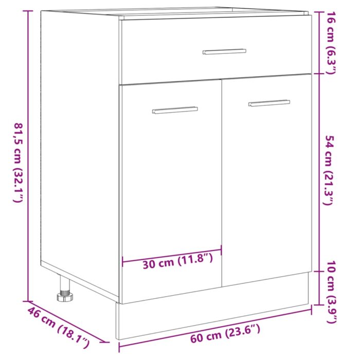Armoire de plancher tiroir Chêne sonoma 60x46x81,5 cm Aggloméré – Image 10