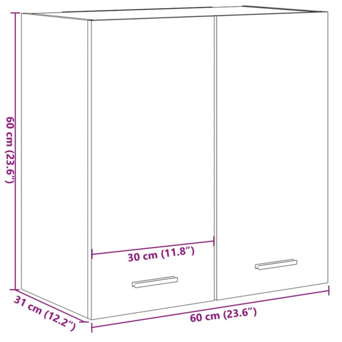 Armoire suspendue Chêne sonoma 60x31x60 cm Aggloméré – Image 9