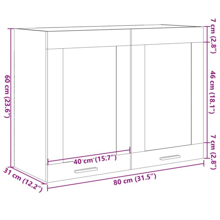 Armoire en verre suspendue "Lyon" Chêne sonoma 80x31x60 cm – Image 9