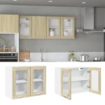 Armoire en verre suspendue "Lyon" Chêne sonoma 80x31x60 cm