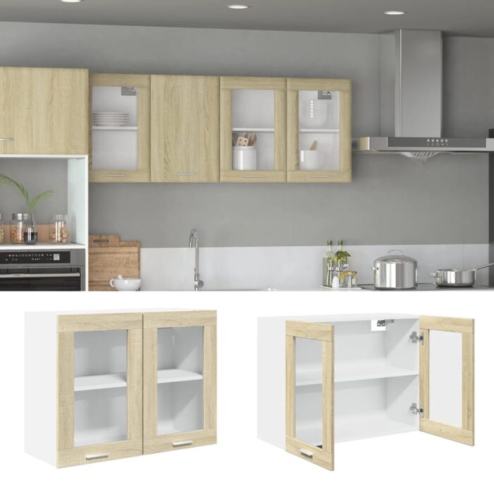 Armoire en verre suspendue "Lyon" Chêne sonoma 80x31x60 cm – Image 1