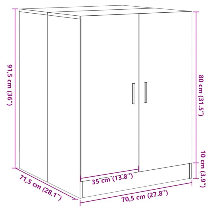 Meuble pour machine à laver chêne sonoma 70,5x71,5x91,5 cm – Image 8