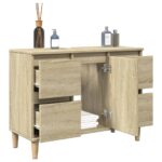 Meuble d'évier chêne sonoma 80x33x60 cm bois d'ingénierie – Image 2