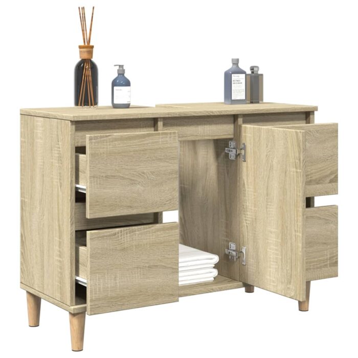 Meuble d'évier chêne sonoma 80x33x60 cm bois d'ingénierie – Image 2