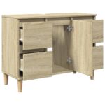 Meuble d'évier chêne sonoma 80x33x60 cm bois d'ingénierie – Image 4