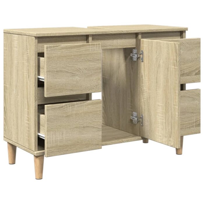 Meuble d'évier chêne sonoma 80x33x60 cm bois d'ingénierie – Image 4