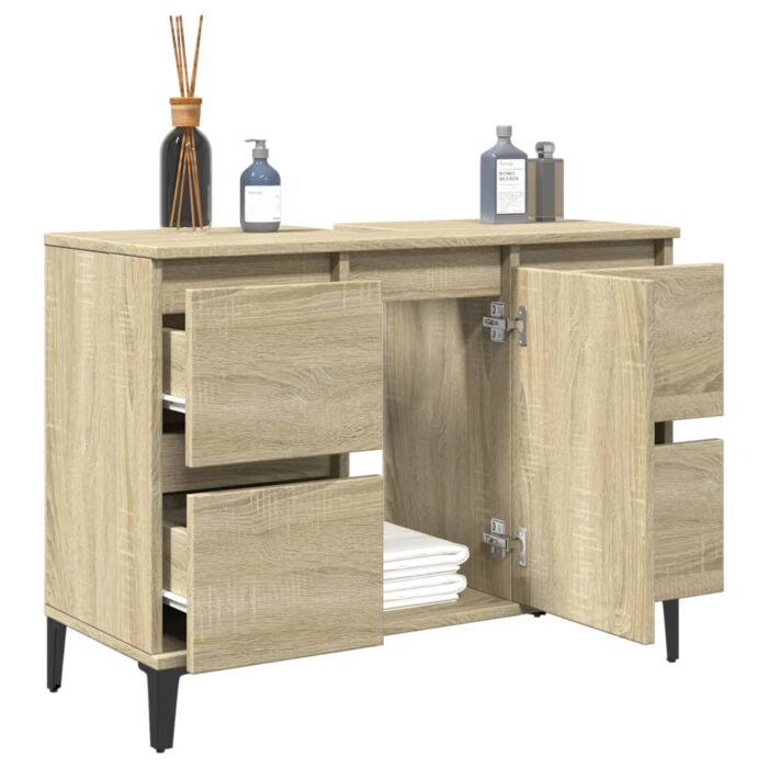 Meuble d'évier chêne sonoma 80x33x60 cm bois d'ingénierie – Image 2