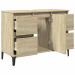 Meuble d'évier chêne sonoma 80x33x60 cm bois d'ingénierie – Image 4