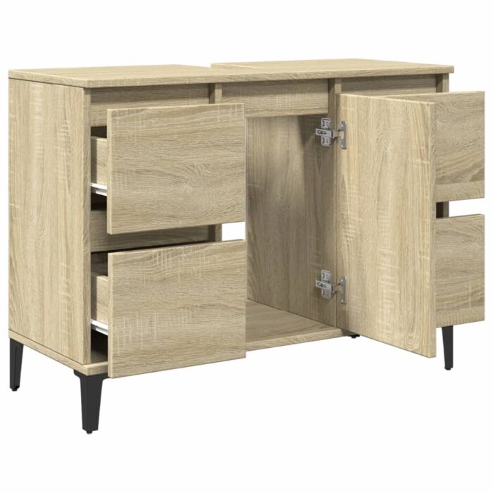 Meuble d'évier chêne sonoma 80x33x60 cm bois d'ingénierie – Image 4