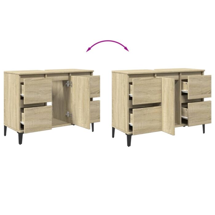 Meuble d'évier chêne sonoma 80x33x60 cm bois d'ingénierie – Image 7