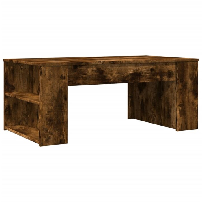 Table basse chêne fumé 102x55x42 cm bois d'ingénierie – Image 4