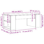Table basse chêne fumé 102x55x42 cm bois d'ingénierie – Image 7