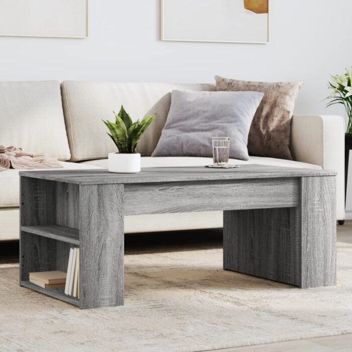 Table basse sonoma gris 102x55x42 cm bois d'ingénierie – Image 1