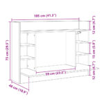 Bureau mural chêne fumé 105x48x75 cm bois d'ingénierie – Image 8