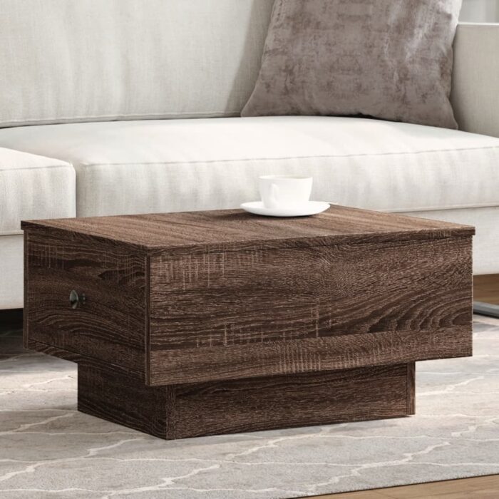 Table basse chêne marron 60x45x31 cm bois d'ingénierie – Image 1