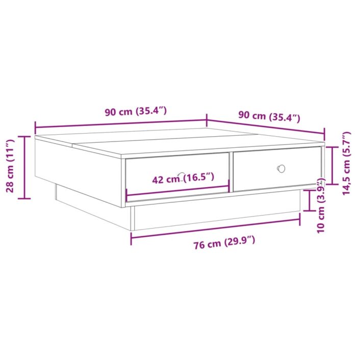 Table basse Blanc 90x90x28 cm Aggloméré – Image 8