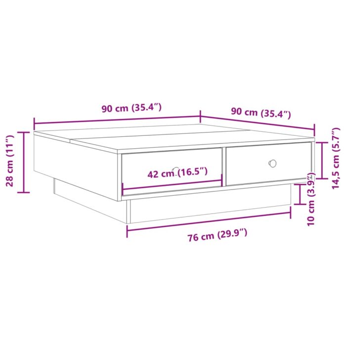 Table basse Noir 90x90x28 cm Aggloméré – Image 8