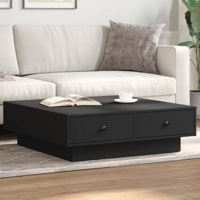 Table basse Noir 90x90x28 cm Aggloméré – Image 1