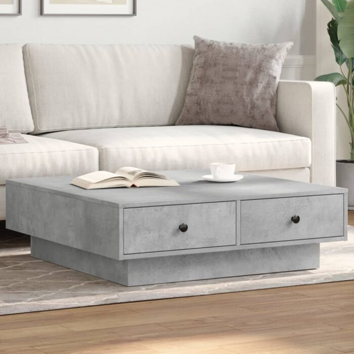 Table basse Gris béton 90x90x28 cm Aggloméré – Image 1