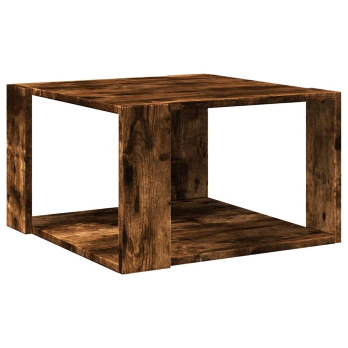 Table basse chêne fumé 51,5x51,5x30 cm bois d'ingénierie – Image 4