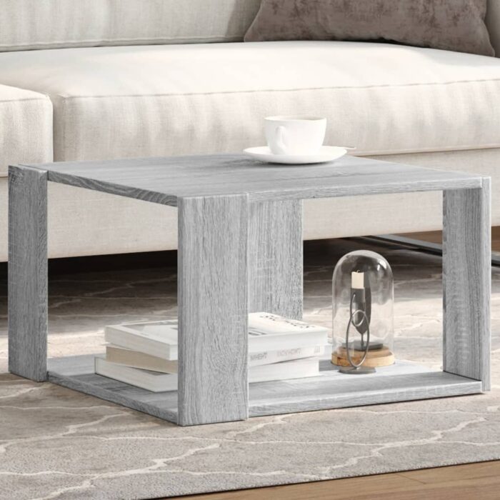 Table basse sonoma gris 51,5x51,5x30 cm bois d'ingénierie – Image 1