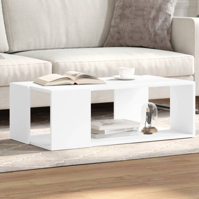 Table basse blanc 89,5x48x30 cm bois d’ingénierie – Image 1