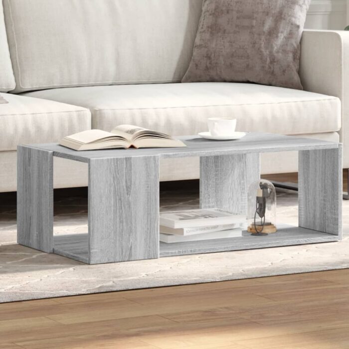 Table basse sonoma gris 89,5x48x30 cm bois d'ingénierie – Image 1