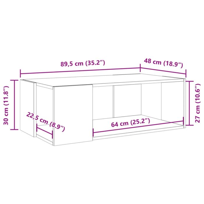 Table basse chêne marron 89,5x48x30 cm bois d'ingénierie – Image 7