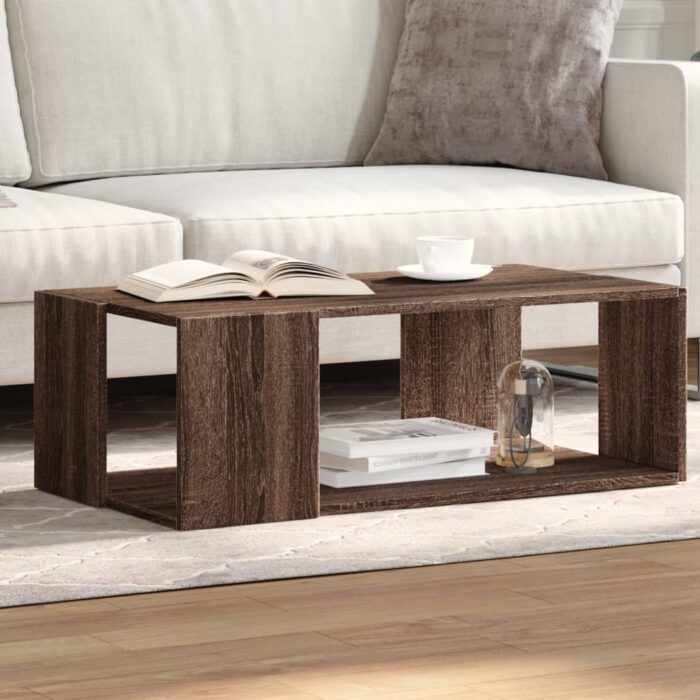 Table basse chêne marron 89,5x48x30 cm bois d'ingénierie – Image 1