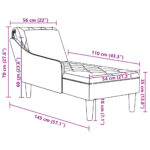 Fauteuil long avec coussin et accoudoir droit rose velours – Image 8