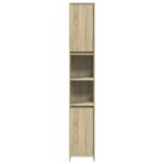Armoire de salle de bain Chêne sonoma 30x30x183,5 cm Aggloméré – Image 2