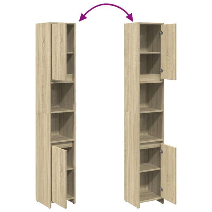 Armoire de salle de bain Chêne sonoma 30x30x183,5 cm Aggloméré – Image 5