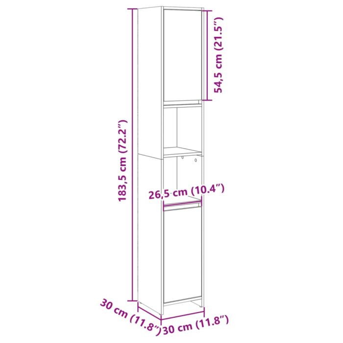 Armoire de salle de bain Chêne sonoma 30x30x183,5 cm Aggloméré – Image 7