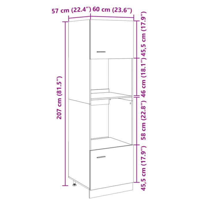 Armoire à micro-ondes "Lyon" Chêne sonoma 60x57x207 cm – Image 11