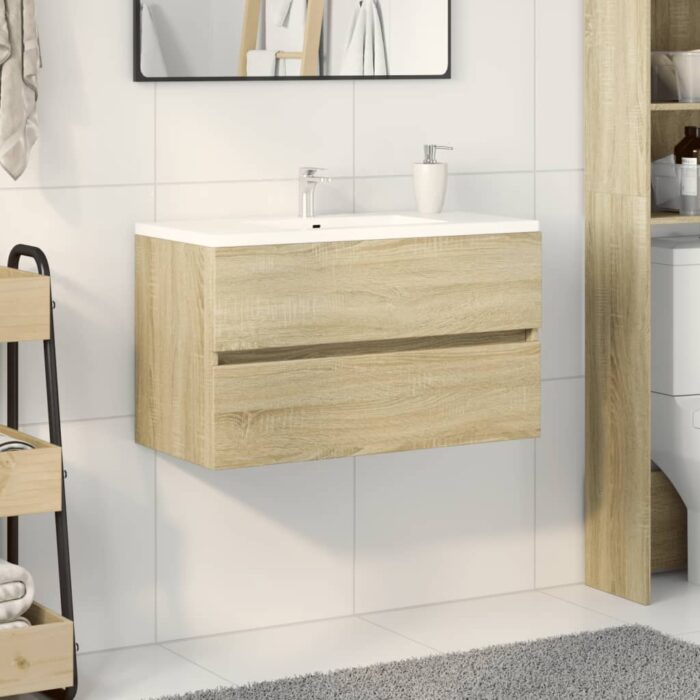 Armoire d'évier chêne sonoma 80x38,5x45 cm Bois d'ingénierie – Image 1