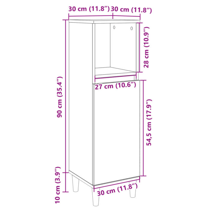 Armoire salle de bain chêne sonoma 30x30x100 cm – Image 8