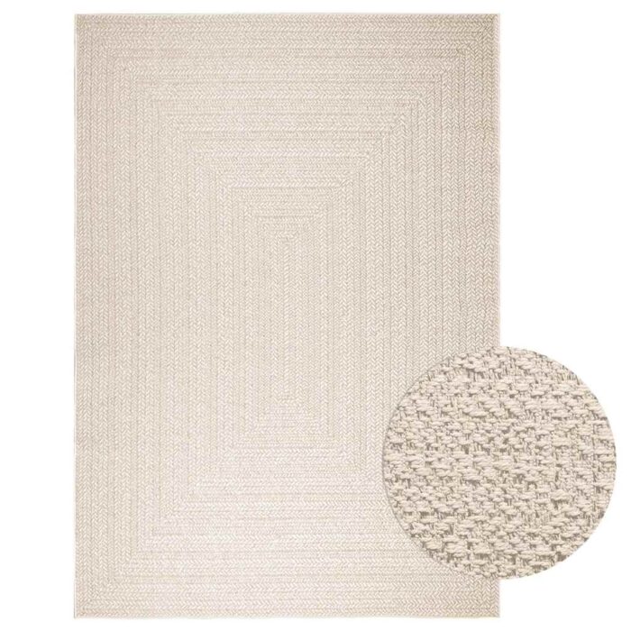 Tapis ZIZUR crème 200x290 cm aspect de jute intérieur extérieur – Image 1