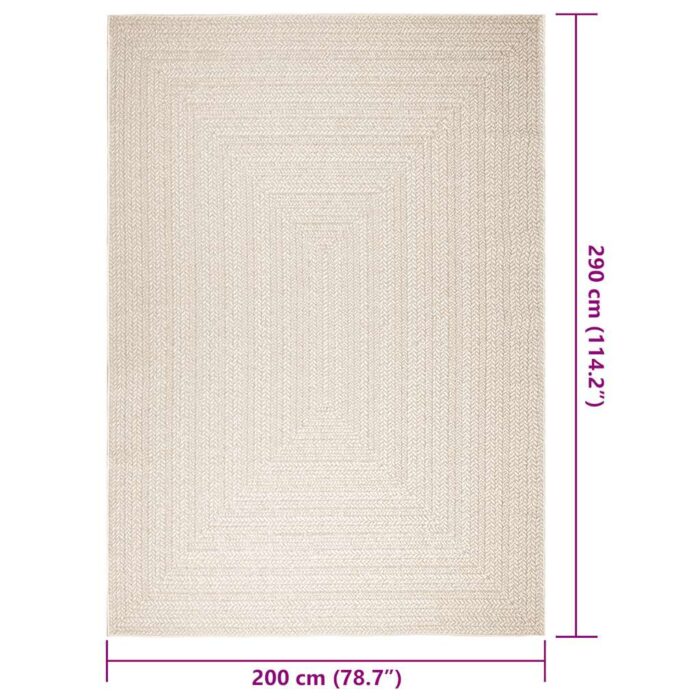 Tapis ZIZUR crème 200x290 cm aspect de jute intérieur extérieur – Image 8