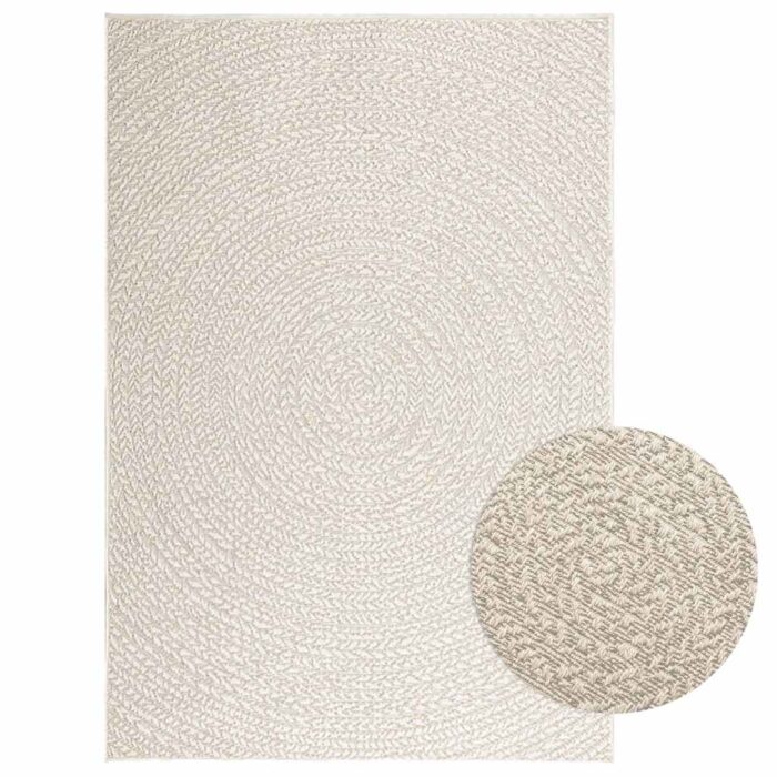 Tapis ZIZUR crème 120x170 cm aspect de jute intérieur extérieur – Image 1