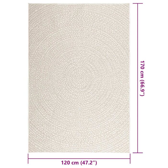 Tapis ZIZUR crème 120x170 cm aspect de jute intérieur extérieur – Image 8