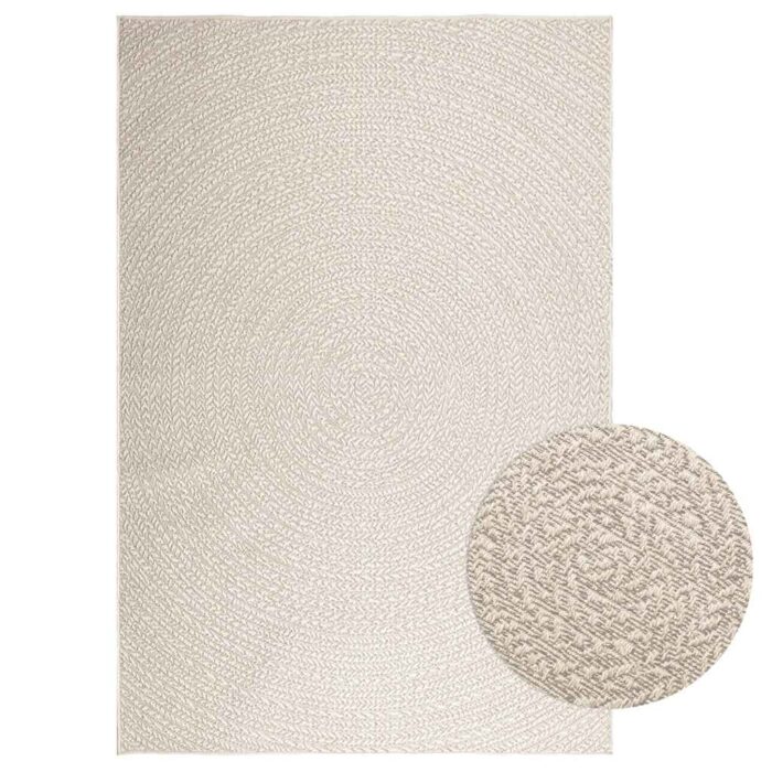 Tapis ZIZUR crème 160x230 cm aspect de jute intérieur extérieur – Image 1