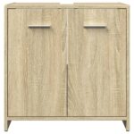 Armoire lavabo de salle de bain chêne sonoma 60x33x60 cm – Image 2