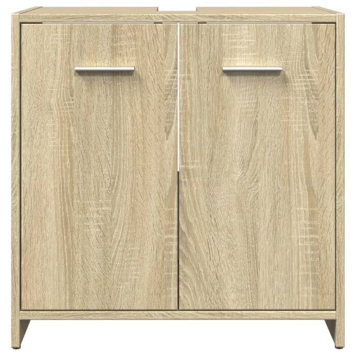 Armoire lavabo de salle de bain chêne sonoma 60x33x60 cm – Image 2