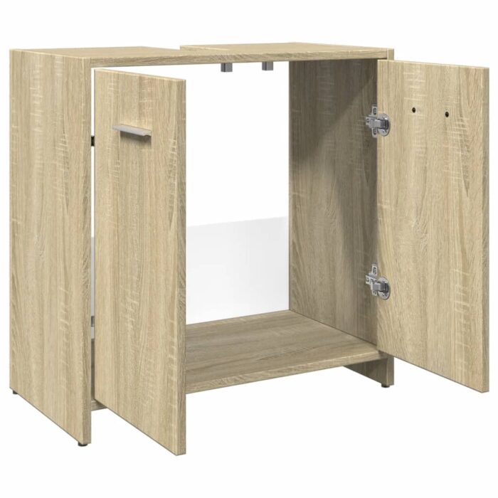 Armoire lavabo de salle de bain chêne sonoma 60x33x60 cm – Image 3